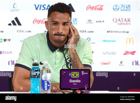 Danilo Luiz da Silva of Brazil speaks to the media during Brazil press conference at Qatar ...