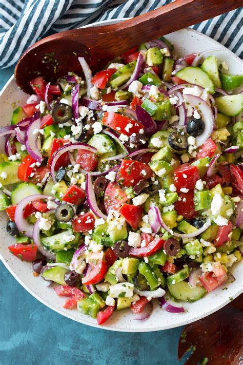 A simple Greek Salad loaded with lots of fresh veggies, olives and feta ...