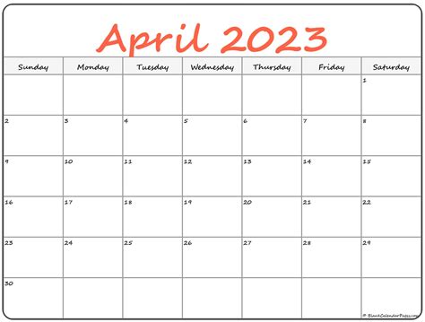 April 2023 calendar | free printable calendar