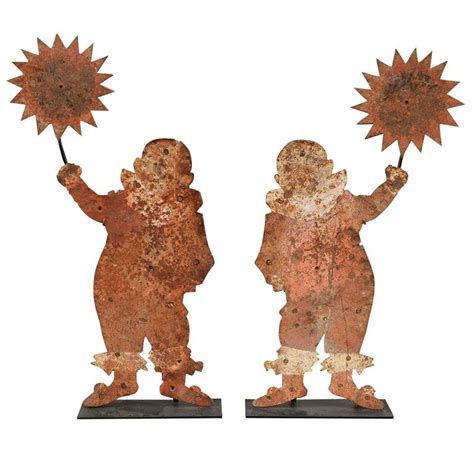 Pair of French Clown Shooting Gallery Targets, 1920s. Steel with wood ...