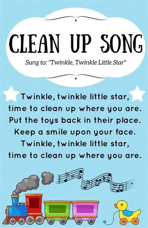 Clean up song, sung to Twinkle Twinkle Little Star. | Classroom songs, Kindergarten songs ...