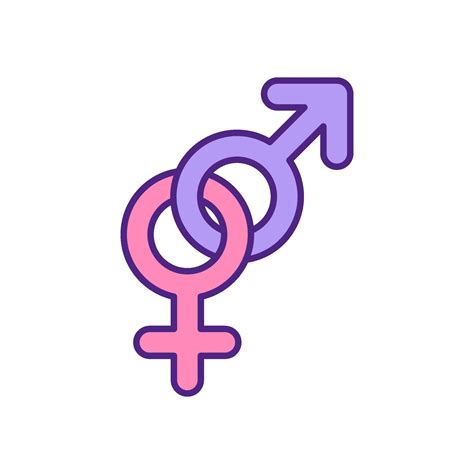 Male and female gender symbols together RGB color icon. 2210356 Vector ...