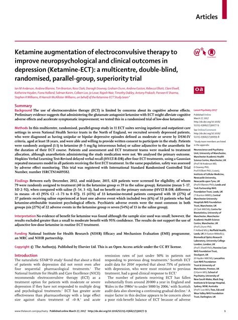 (PDF) Randomised-controlled trial of ketamine augmentation of ECT on ...