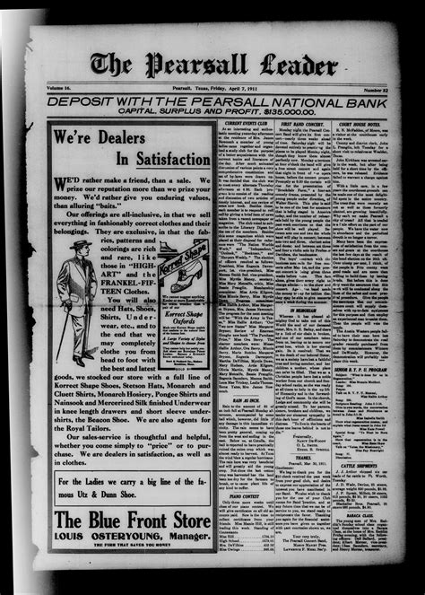 The Pearsall Leader (Pearsall, Tex.), Vol. 16, No. 52, Ed. 1 Friday, April 7, 1911 - The Portal ...