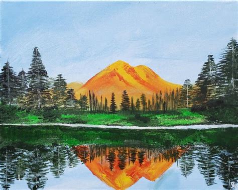 Mountains Reflection Painting by Maida Gul | Saatchi Art