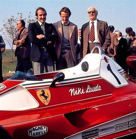 Clay Regazzoni and Niki Lauda with Enzo Ferrari at Ferrari 312T launch(1976) : r/formula1