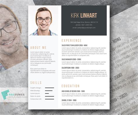 Free Professional Résumé Template | The Clean Headshot - Freesumes