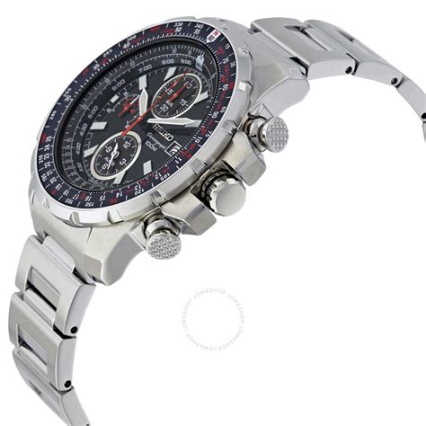 Seiko Flight Computer Chronograph Black Dial Stainless Steel Men's ...