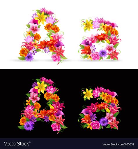 Flower font Royalty Free Vector Image - VectorStock