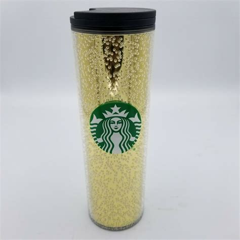 STARBUCKS 2020 Holiday 16 oz Gold Bubble Hot Cold Coffee Tumbler Travel ...