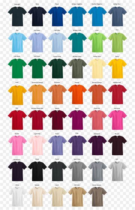 Hanes ComfortWash GDH200 Color Chart • 20 COLORS • Comfortwash Long Sleeve T-Shirt Color Chart ...