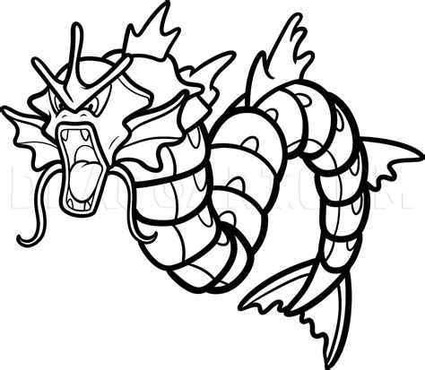 How To Draw Gyarados, Gyarados From Pokemon, Step by Step, Drawing ...