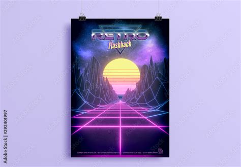 80s Retro Sci Fi Poster Layout Stock Template | Adobe Stock