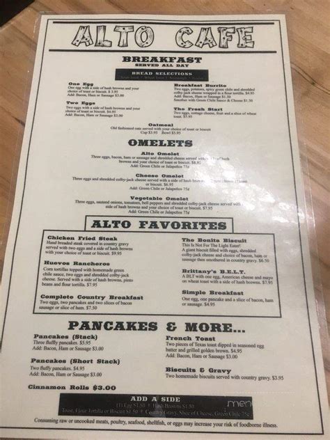 Menu of Alto Cafe in Alto, NM 88312