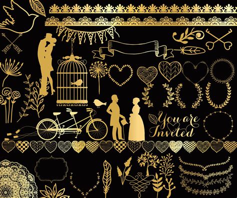 Gold Wedding Clipart: wedding CLIP Art Gold - Etsy