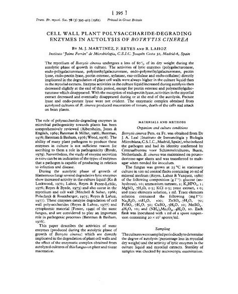 (PDF) Cell wall plant polysaccharide-degrading enzymes in autolysis of Botrytis cinerea ...