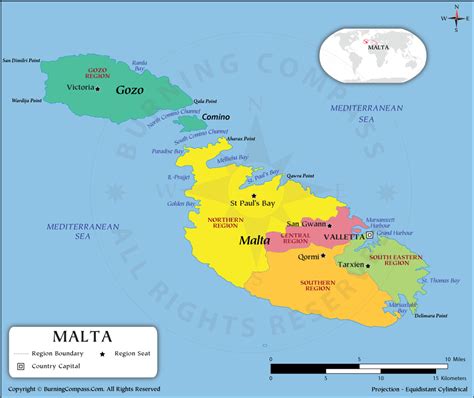 Malta Regions Map, Malta Political Map