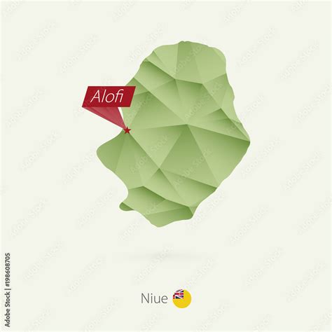 Green gradient low poly map of Niue with capital Alofi Stock Vector ...