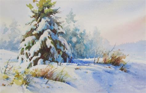 Snow Scene Watercolor Painting at PaintingValley.com | Explore ...