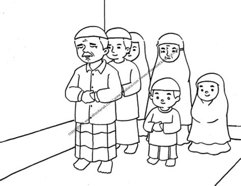 Gambar Mewarnai Satu Keluarga sedang Shalat Berjamaah (23) | Ebook Anak - Ebook Anak