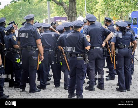 NYPD Auxiliary Officers muster at a fair in Riverside Park prior to ...