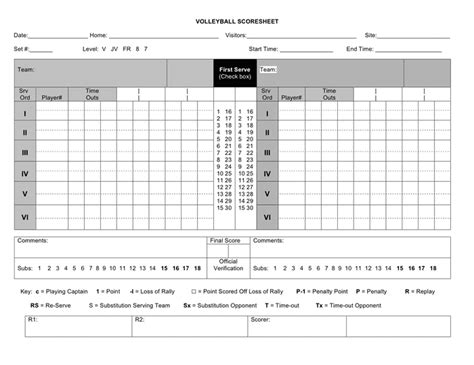 Volleyball Score Sheet - download free documents for PDF, Word and Excel