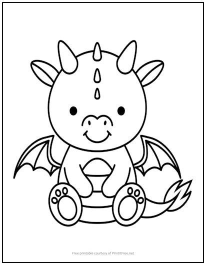 Baby Dragon Coloring Page | Print it Free