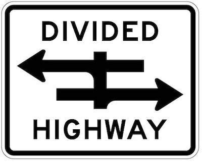 Divided Highway Regulatory Sign (Meaning, Color, Shape)