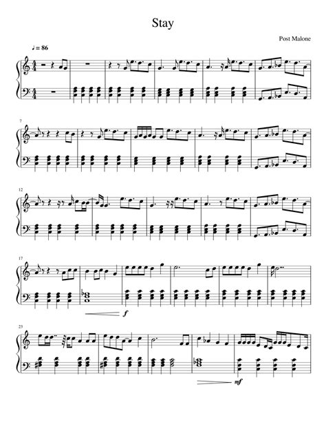 Stay by Post Malone Sheet music for Piano | Download free in PDF or ...