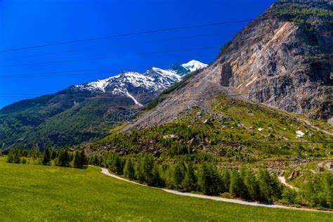 Alps Mountains with Pine Forest, Randa, Visp, Wallis, Valais, Sw Stock Photo - Image of alpine ...