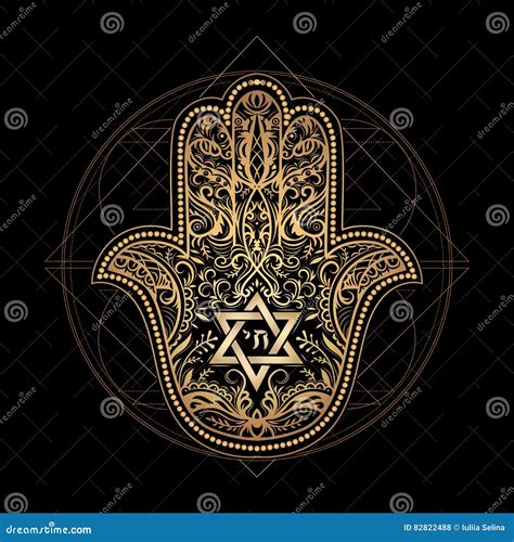 Jewish Hamsa Hand Amulet - Or Miriam Hand Vector Illustration | CartoonDealer.com #17750524