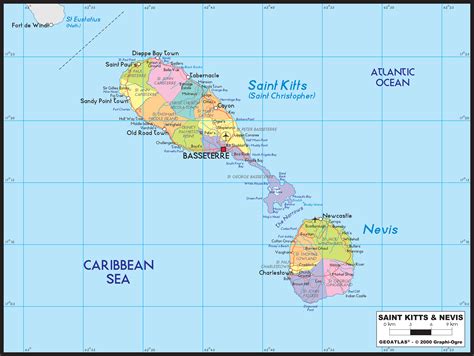 St Kitts Nevis Political Wall Map by GraphiOgre - MapSales