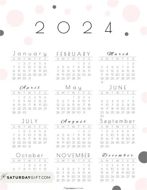 2024 Calendar Printable - 18 Cute & Free 2024 Yearly Calendar Templates | Free printable ...