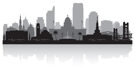 Sacramento california city skyline silhouette Vector Image