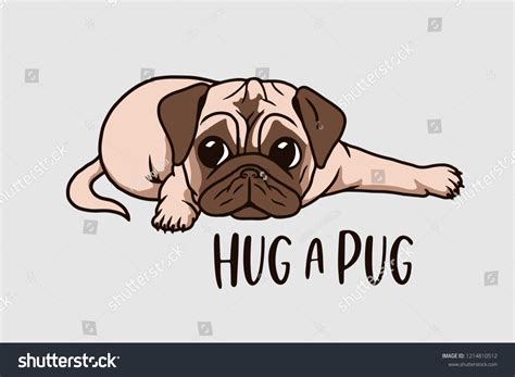 Hug Pug Cute Cartoon Style Drawing Stock Vector (Royalty Free ...