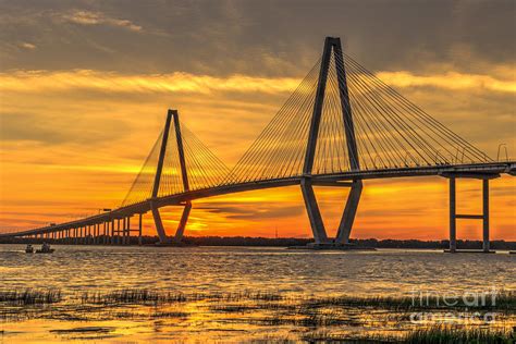 Ravenel Bridge Sunset Photograph by Dale Powell