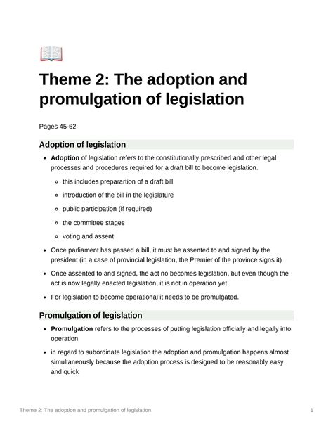 Theme 2 The adoption and promulgation of legislation - Ä Theme 2: The ...