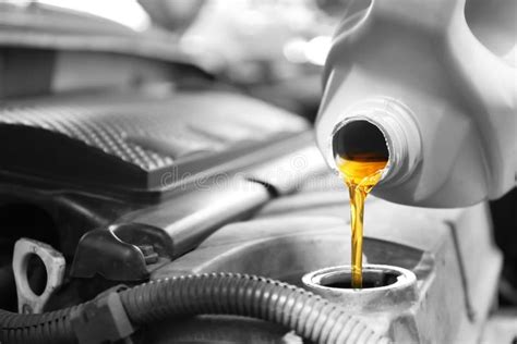 Pouring Oil into Car Engine Stock Image - Image of background, auto ...