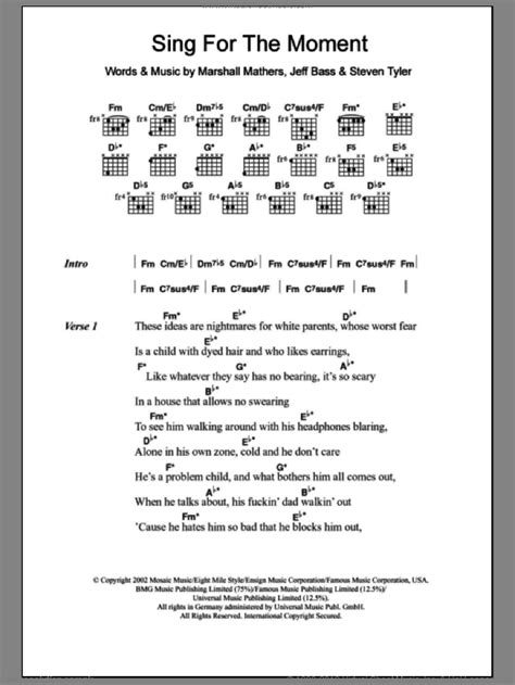 Sing For The Moment sheet music for guitar (chords) (PDF)