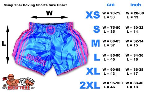 Muay Thai Boxing Shorts Size Chart 🩳 Size Guide for Muay Thai Shorts