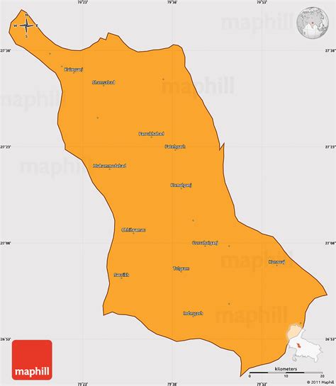 Political Simple Map of Farrukhabad, cropped outside