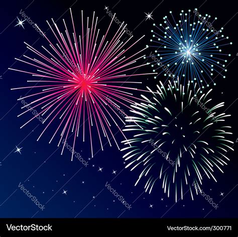 Three types of fireworks Royalty Free Vector Image