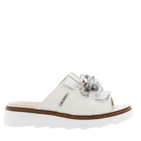 Carl Scarpa House Collection Valencia White Leather Embellished Sandals ...