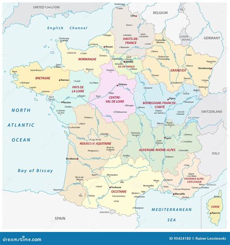 France Map with the New Regions and the Most Important Cities and ...