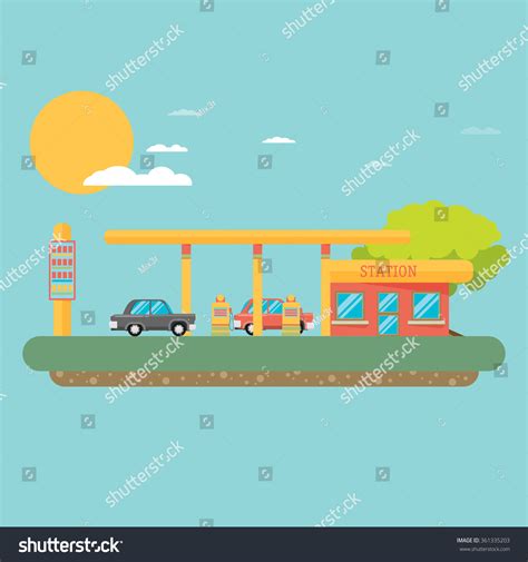 Gas Station Vector Illustration Stock Vector (Royalty Free) 361335203 | Shutterstock