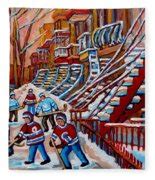 Red Staircases -paintings Of Verdun Montreal City Scene - Hockey Art - Winter Scenes Painting by ...