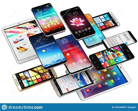 Smartphones, Mobile Phones and Tablet Computers Stock Illustration ...