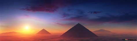 Pyramids Sunset Sky 4K wallpaper download