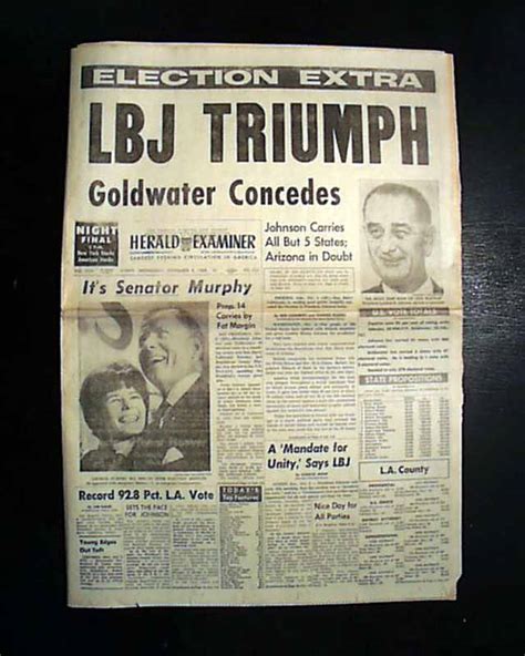 Lyndon B. Johnson LBJ Elected Presidential Election WIN 1964 Old Newspaper | eBay