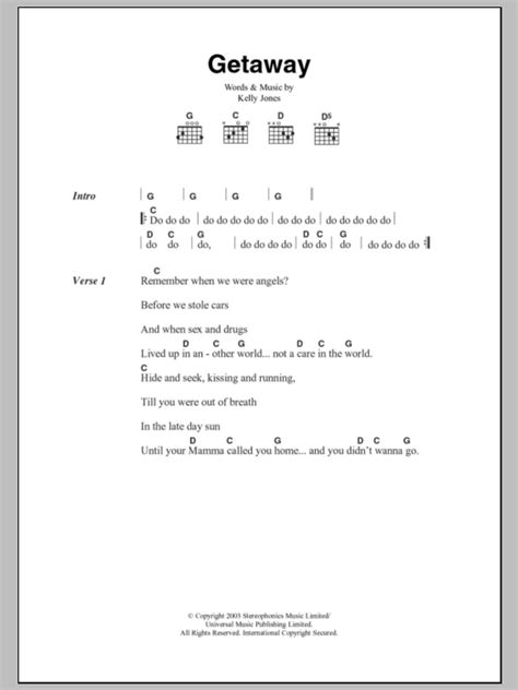 Getaway by Stereophonics - Guitar Chords/Lyrics - Guitar Instructor